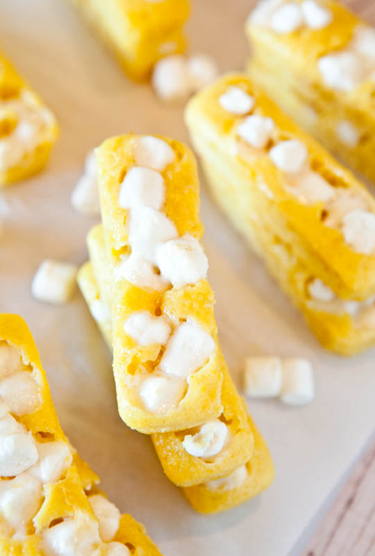 Stacks of homemade twinkies with marshmallows