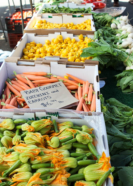 Farmer's market zucchini and carrots and veggies