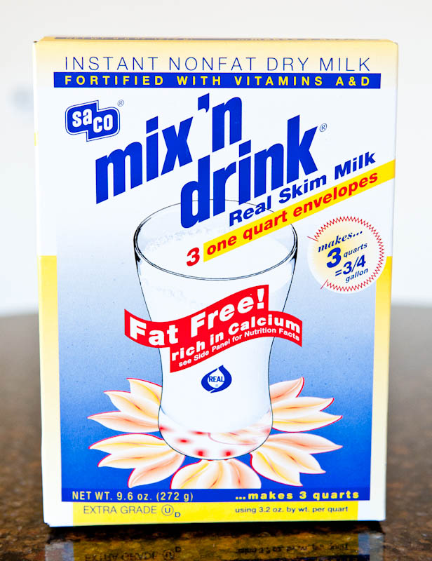 Mix 'n drink real skim milk dry milk box