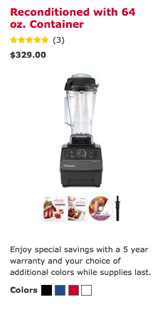 Vitamix reconditioned with 64 oz container 
