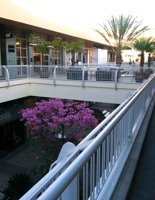 Fashion valley mall outlook with trees and flowers