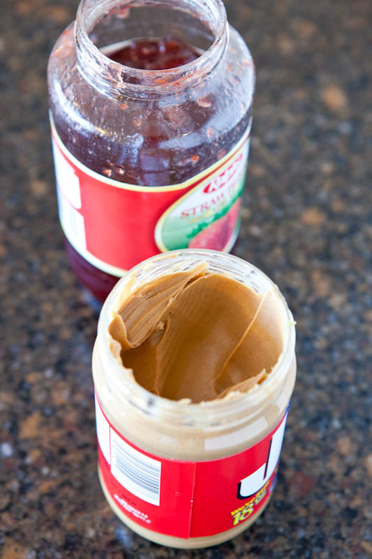 Jar of jelly and jar of jif peanut butter
