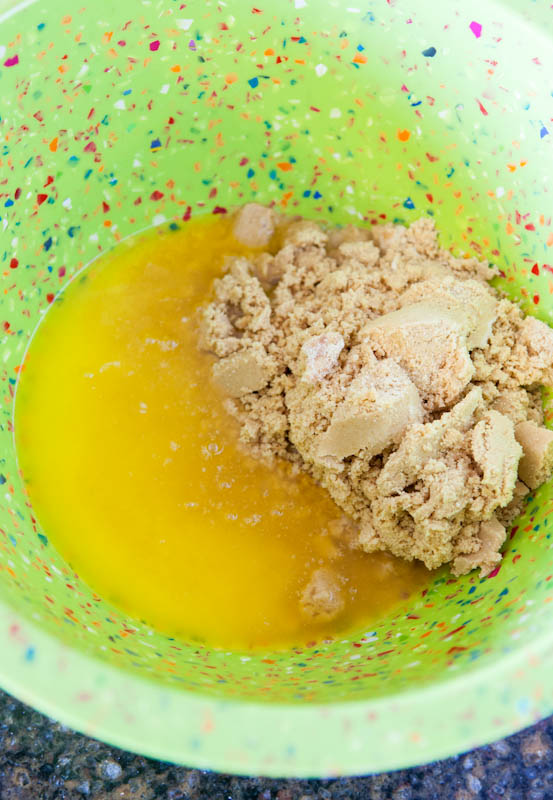 Egg and sugar in mixing bowl