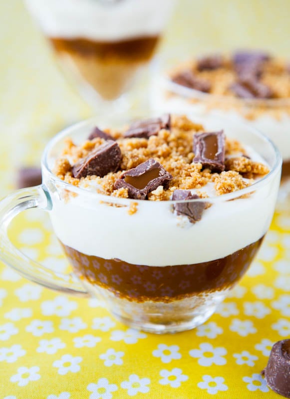 Rolo and Caramel Cheesecake Parfaits