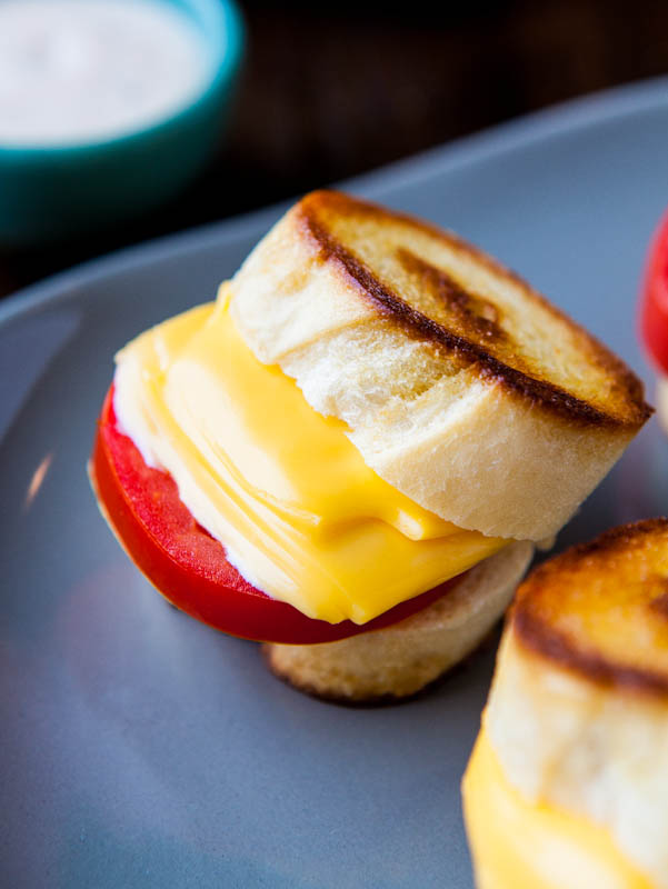 Mini Grilled Cheese and Tomato Sandwich