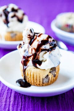 Double Chocolate Chip Cookie Cups and Ice Cream