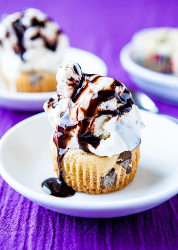 Double Chocolate Chip Cookie Cups with ice cream