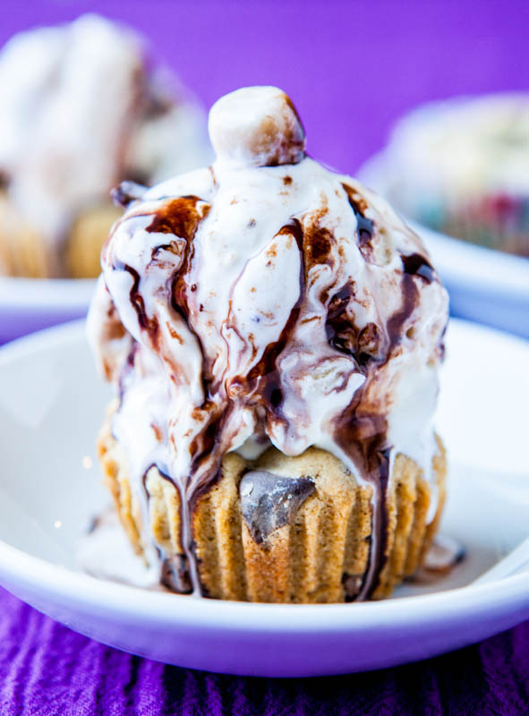 Double Chocolate Chip Cookie Cups and Ice Cream