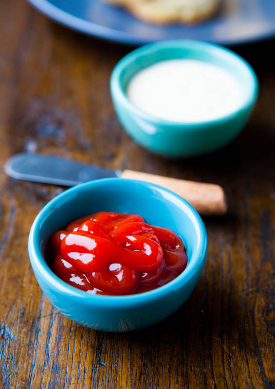 ketchup and dipping sauce in bowls