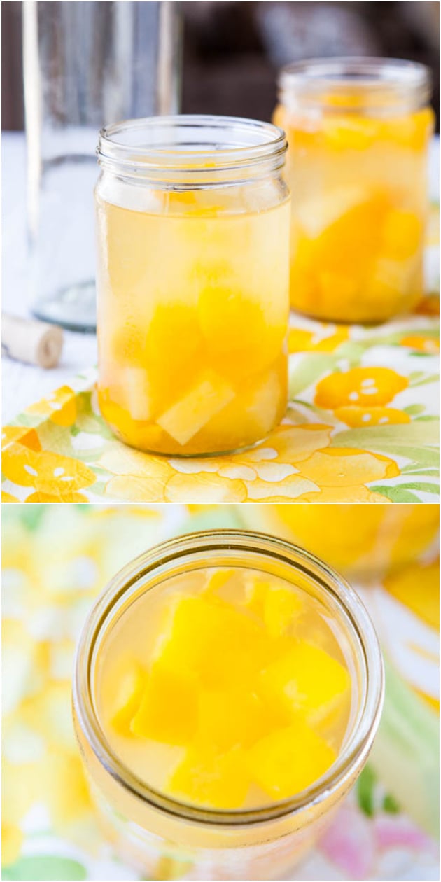 Peach Mango Pineapple White Sangria in jars