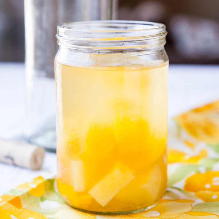 Peach Mango Pineapple White Sangria in jar