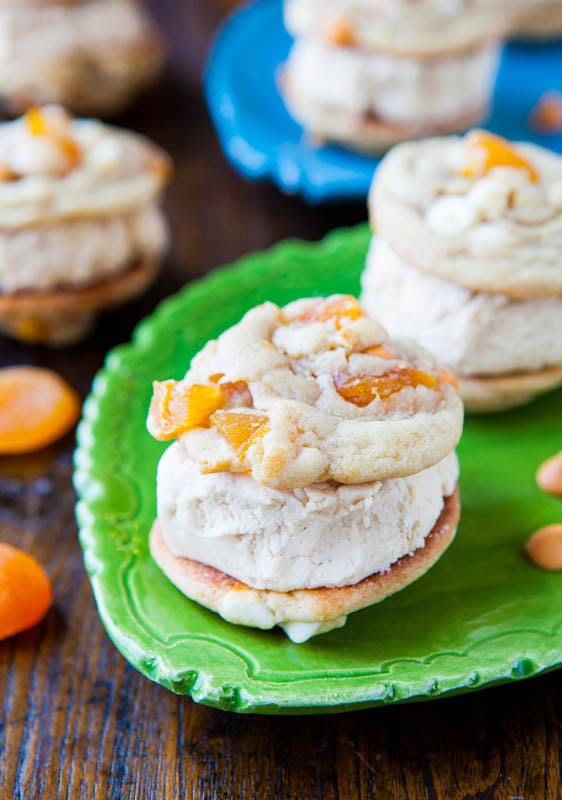 Apricot Butterscotch White Chocolate Peanut Butter-Filled Sandwich Cookies