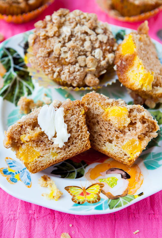 Mango and Sour Cream Muffins with Streusel Topping