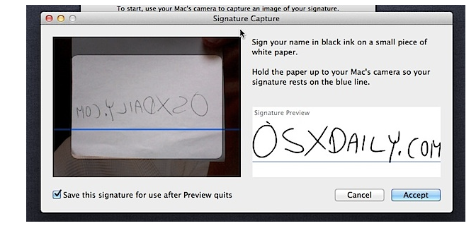 Signature capture tab on computer