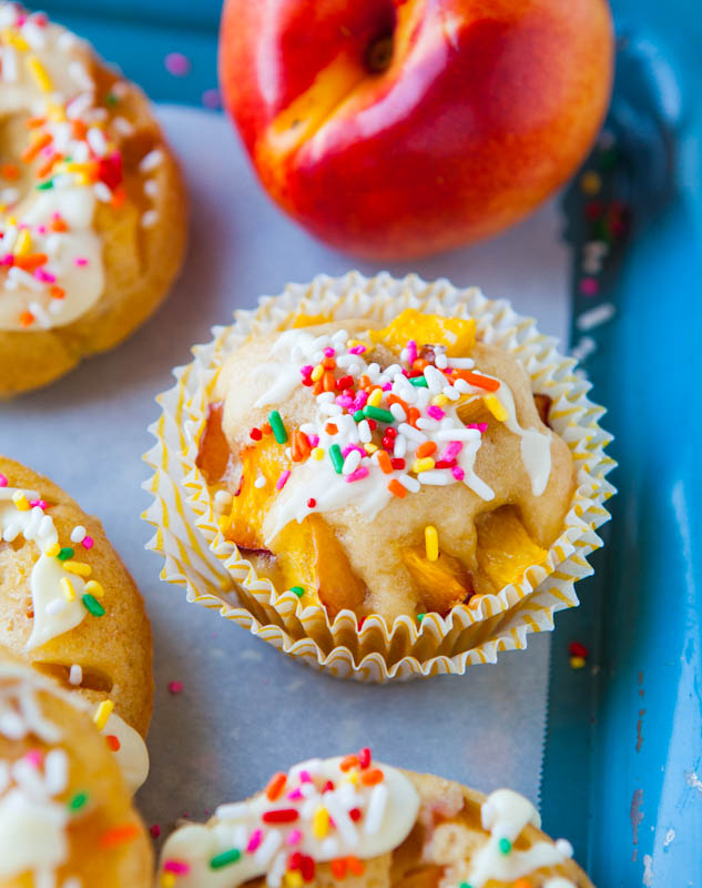 Baked Peach and Nectarine Donut in muffin form