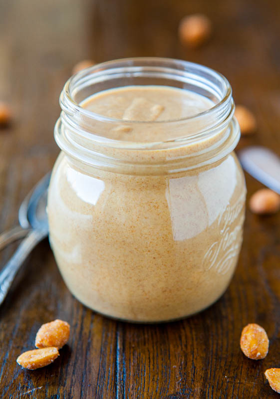 Homemade peanut butter in jar
