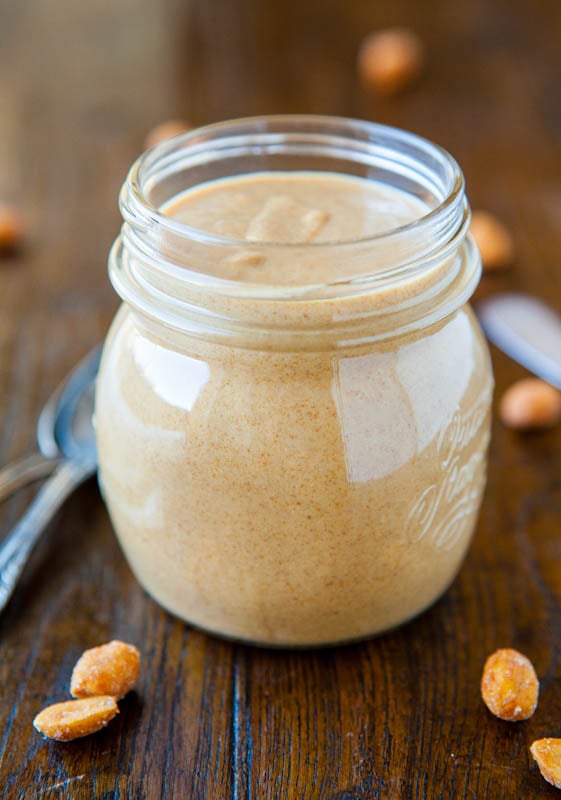 Jar of homemade peanut butter