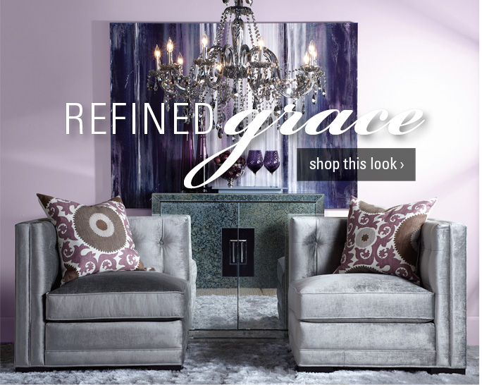 Refined grace purple living room with couches and chandelier
