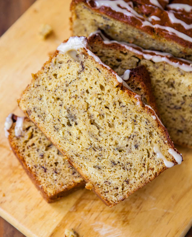 Banana Bread with Vanilla Browned Butter Glaze - Averie Cooks