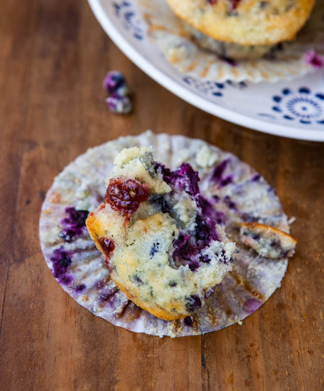 Blueberry Muffins with Raspberry Jam Swirls 