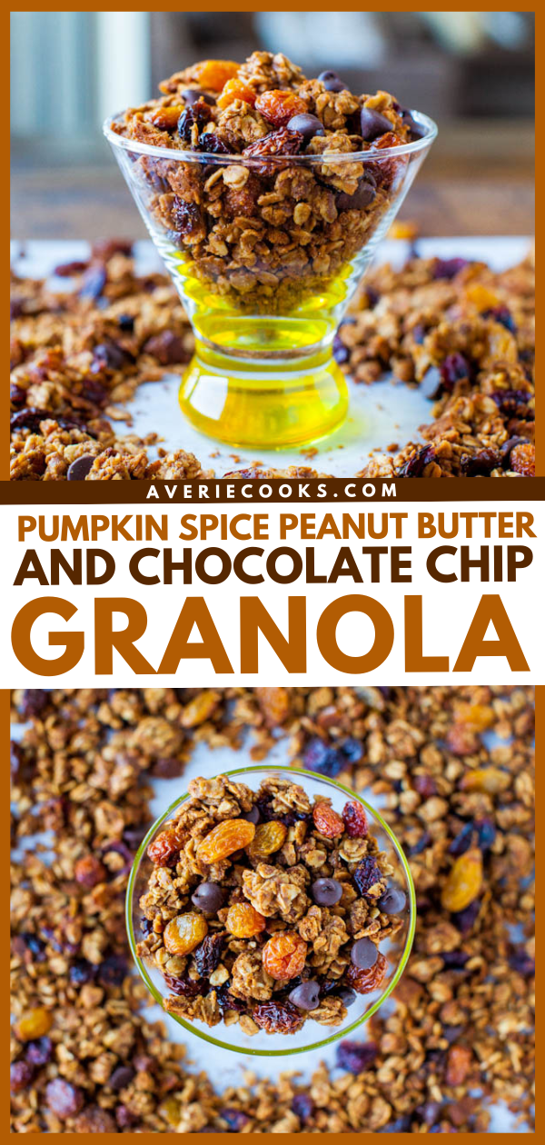 Pumpkin Spice Peanut Butter and Chocolate Chip Granola easy, tasty and delicious!