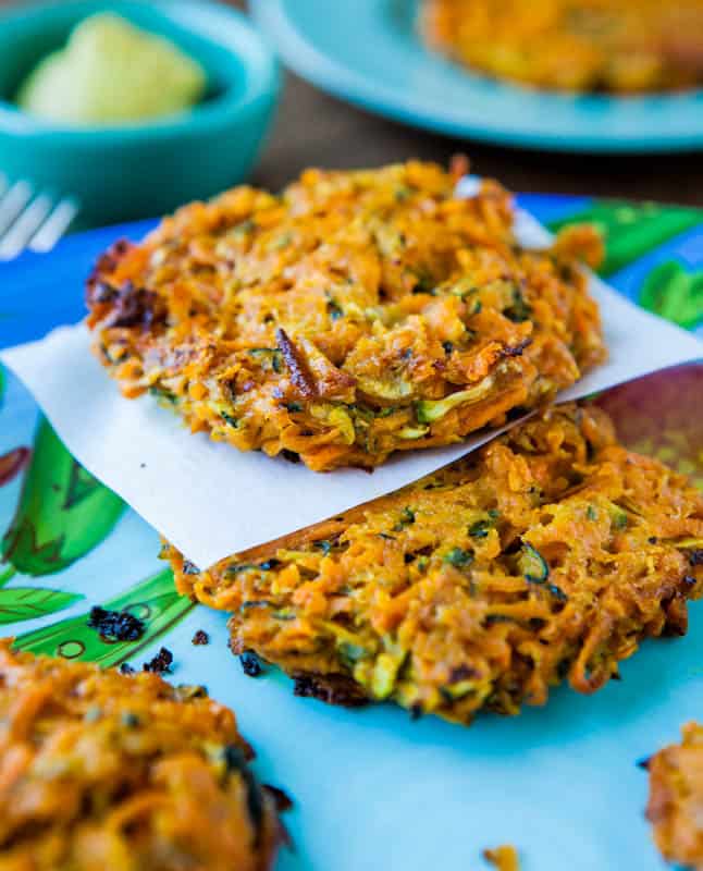 Baked Chipotle Sweet Potato and Zucchini Fritters - Healthy, easy, BAKED fritters that help you get more veggies into your diet!