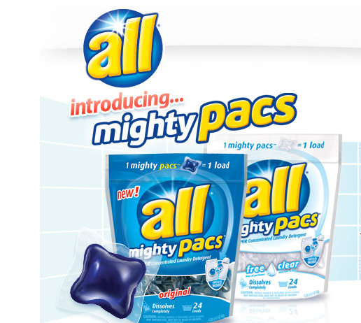 All Mighty Pacs dishwasher pods advertisement