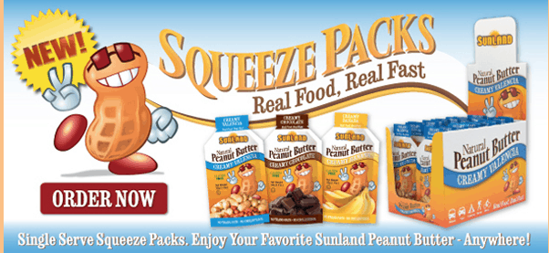 Natural Peanut butter squeeze packs advertisement