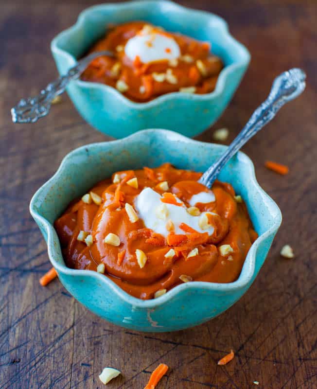 Roasted Carrot and Red Pepper Peanut Soup (vegan, gluten-free, soy-free)