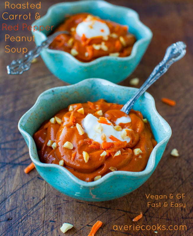Roasted Carrot and Red Pepper Peanut Soup (vegan, GF) 
