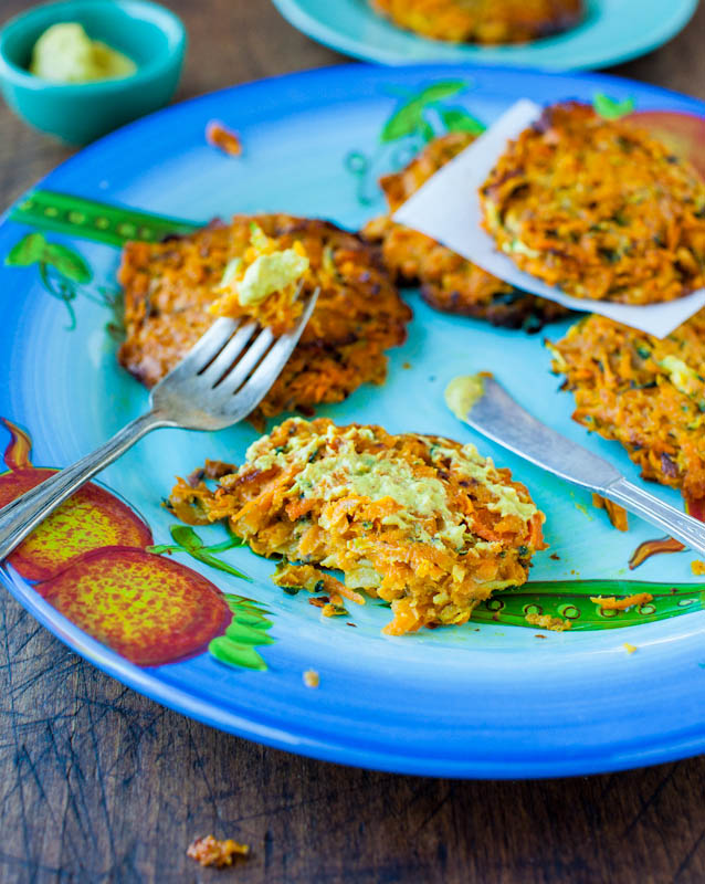 Baked Chipotle Sweet Potato and Zucchini Fritters 