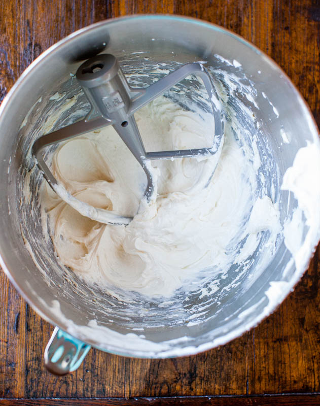 Frosting mixed in electric mixing bowl