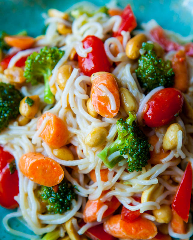 Peanut Noodles with Mixed Vegetables and Peanut Sauce