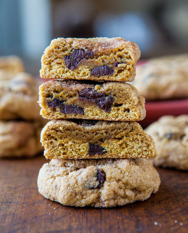 stacked Pumpkin Chocolate Chip Cookies