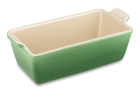 Green loaf pan with white inside