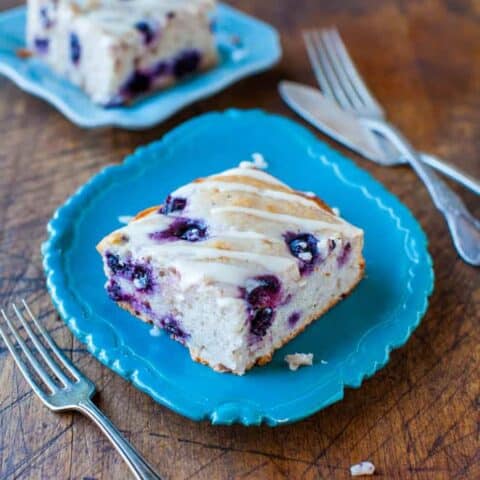 Blueberry Yogurt Cake with Lemon Vanilla Glaze