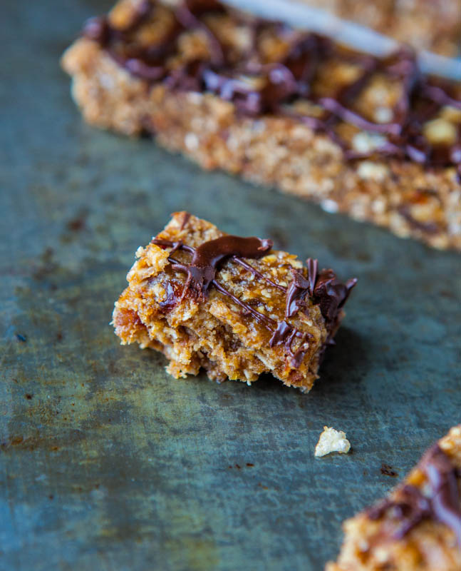 Sunflower Seed Butter Granola Bars with Chocolate Drizzle piece