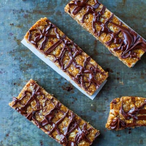 Sunflower Seed Butter Granola Bars with Chocolate Drizzle 