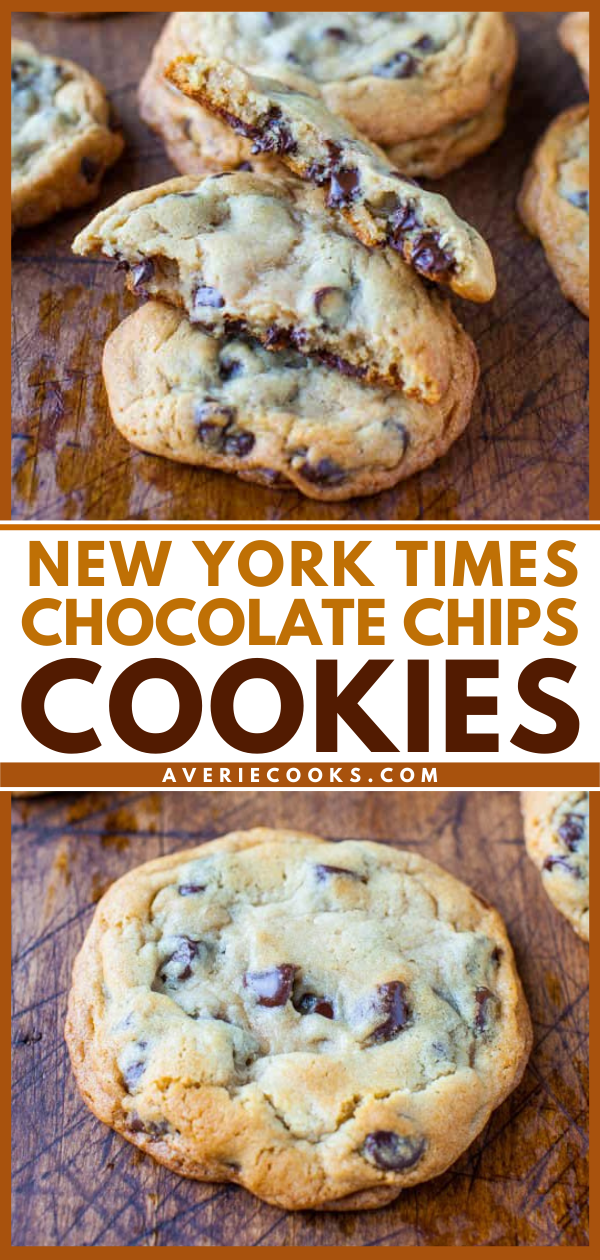 New York Times Chocolate Chips Cookies {from Jacques Torres} - These cookies are unique in that both bread flour and cake flour are used in the dough; the bread flour gives incredible chewiness and the cake flour keeps them light. 