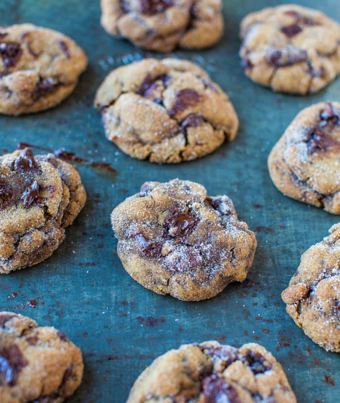 Chewy Molasses Chocolate Chip Cookies — Amply flavored with molasses, ginger, cinnamon, and cloves. Chocolate is used three times! Cocoa powder, chocolate chips, and chocolate chunks are used, making these perfect for chocolate lovers!!