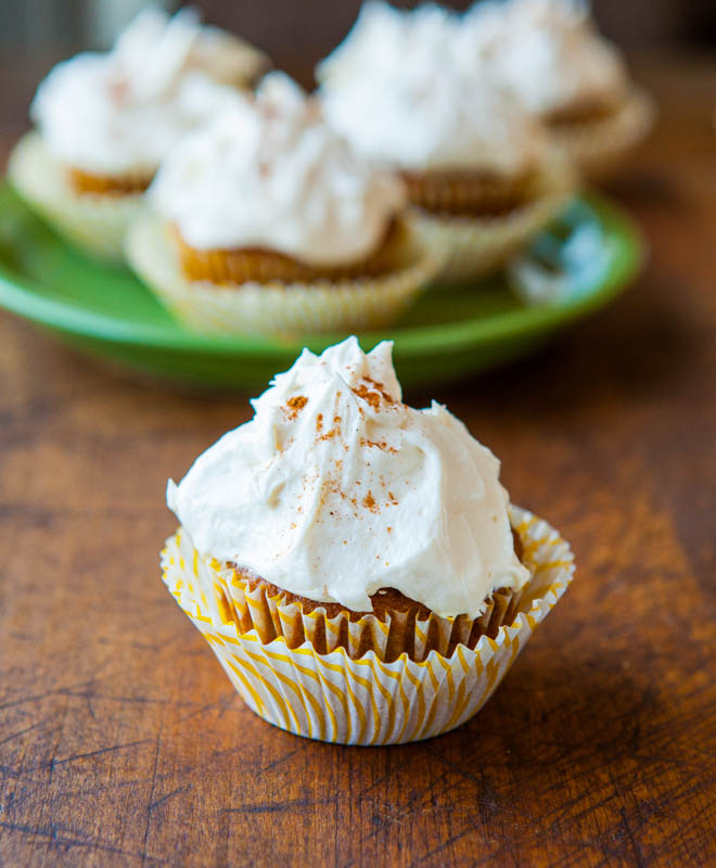 One Pumpkin Spice Cupcakes with Marshmallow Buttercream Frosting