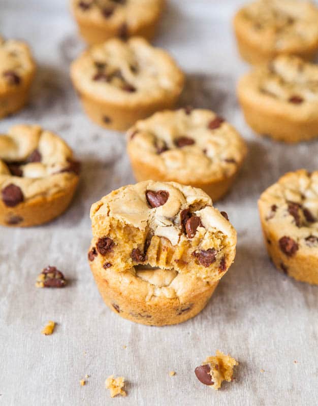 Browned Butter Chocolate Chip Cookie Cups - Prone to cookies that spread? It's impossible with these! Thick, soft & chewy cookies baked in a muffin pan that are so rich from the browned butter!