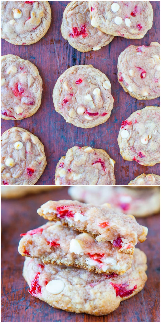 Maraschino Cherry White Chocolate Cookies - Super soft buttery cookies stuffed with white chocolate & cherries! Perfect for Valentine's Day!