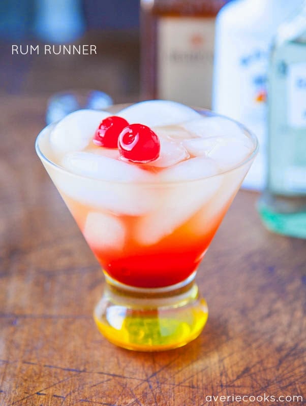 Rum Runner garnished with maraschino cherries