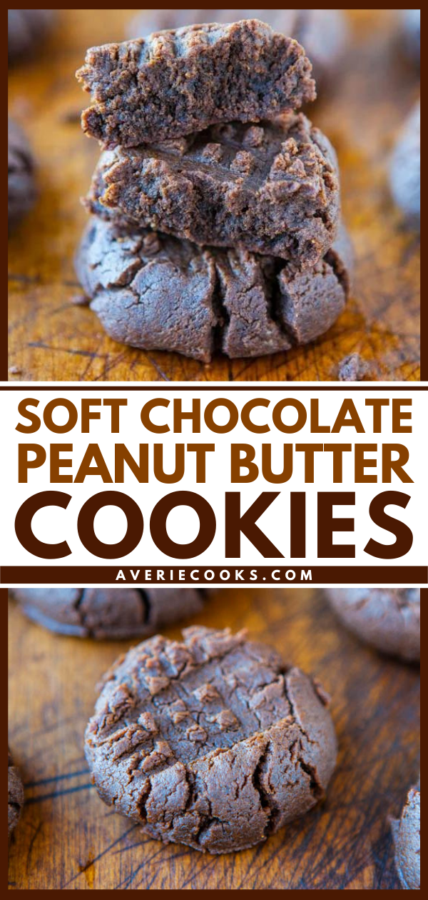 Thick and Soft Chocolate Peanut Butter Cookies - For those who love pairing chocolate and peanut butter, these cookies are for you. It's a small-batch recipe, and makes just a baker's dozen, perfect for quick cravings when you don't need a huge batch of cookies.