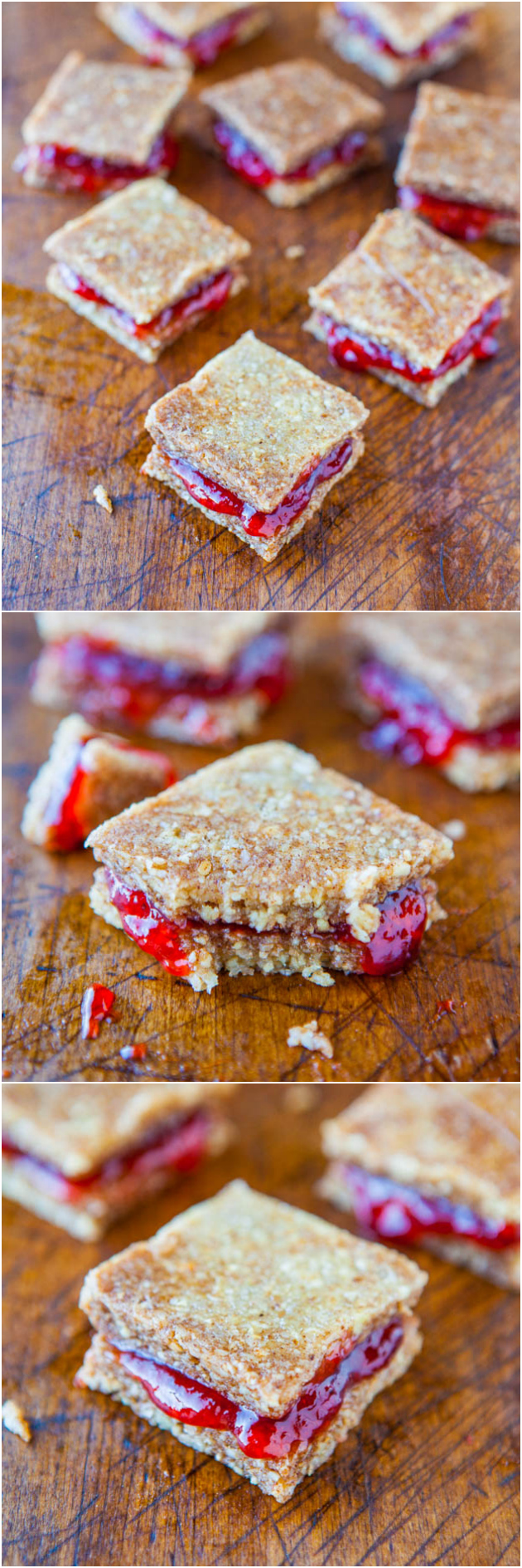 Peanut Butter and Jelly Coconut Cashew Sandwich Cookies (no-bake, vegan, gluten-free) - Healthier peanut butter cookies that are so easy to make! Great on their own but even better as sandwich cookies! 