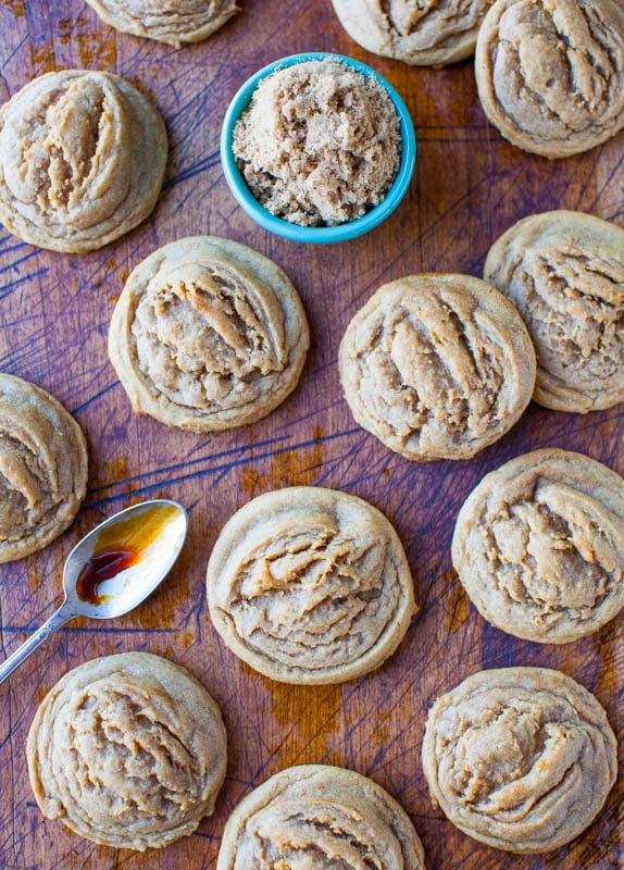 Soft & Chewy Dark Brown Sugar Cookies — These cookies are sweetened entirely with dark brown sugar! Between the molasses in the sugar and the molasses in the dough, these cookies are rich, deep and caramely in flavor! 