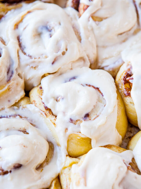 Overnight Cinnamon Rolls — These overnight cinnamon rolls are ultra soft and fluffy thanks to the buttermilk in the dough. Top them with homemade cream cheese frosting and enjoy!