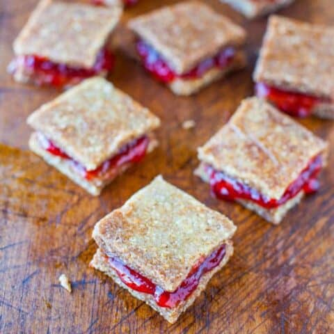 Peanut Butter and Jelly Coconut Cashew Sandwich Cookies
