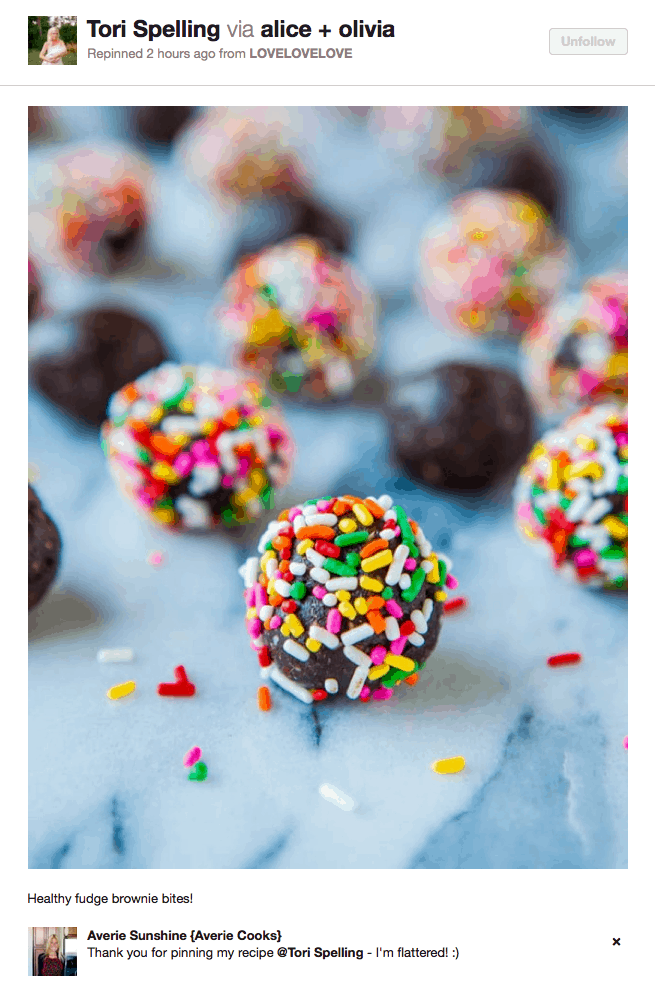 Healthy Fudgy Brownie Bites repinned by Tori Spelling
